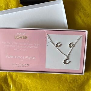 Silver Horse Lover Earrings & Necklace Set